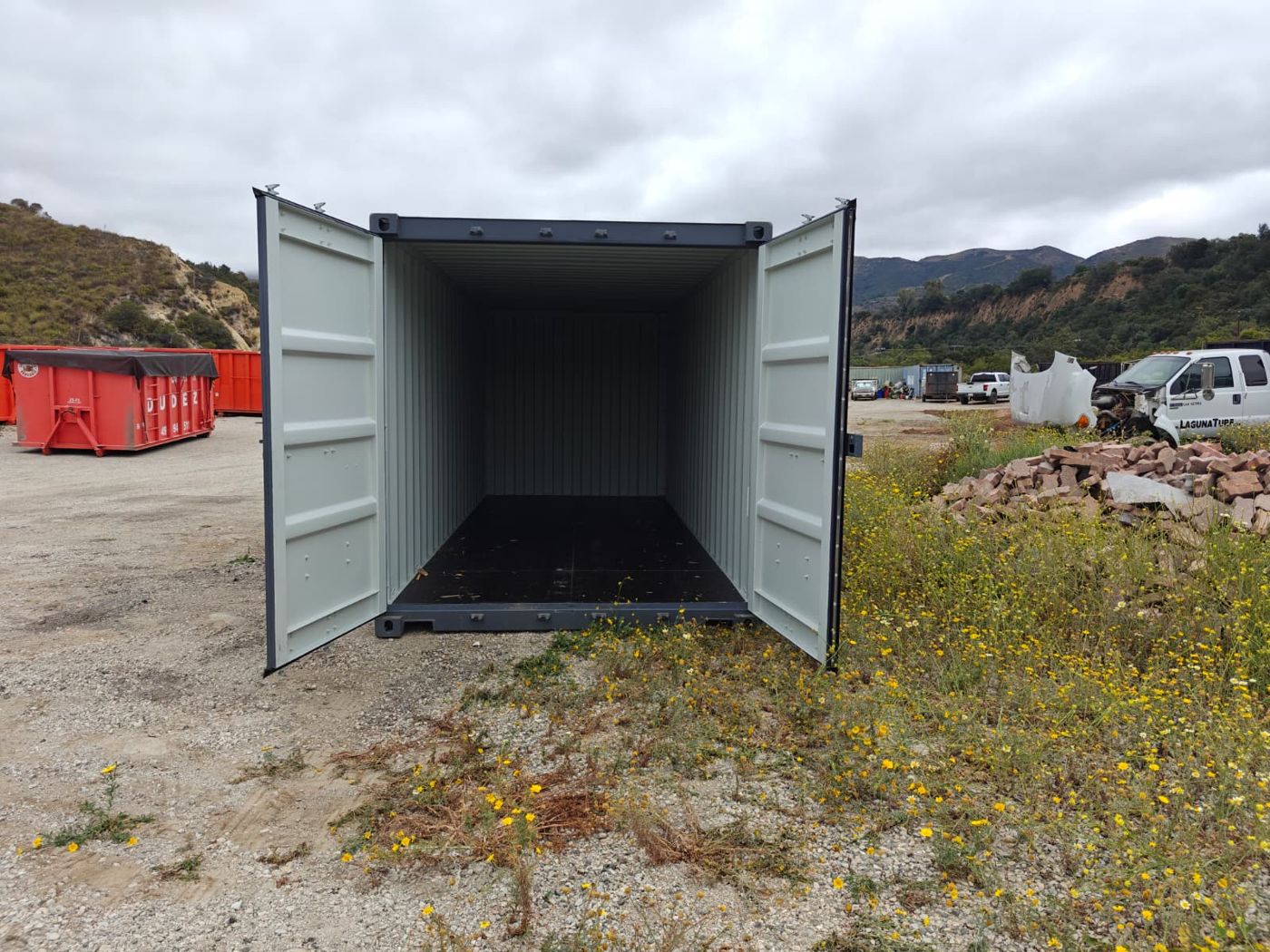 One Trip container with doors open showing clean interior